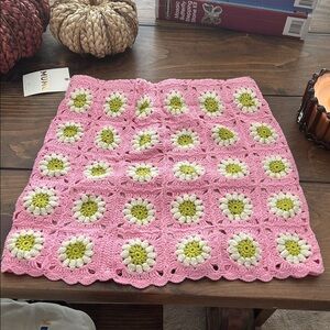 Show Me You Mumu Pink Crochet Mini Skirt M